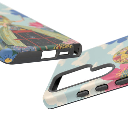 🌸🪞 The Floral Parasol Reflection Phone Case – Art Deco Garden Fantasy