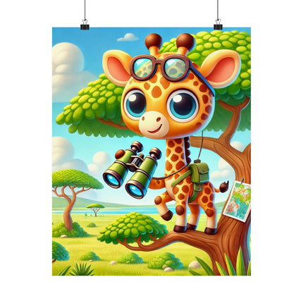 🦒🌿 Giraffe Lookout Matte Vertical Poster – Curiosity, Adventure & Joyful Discovery