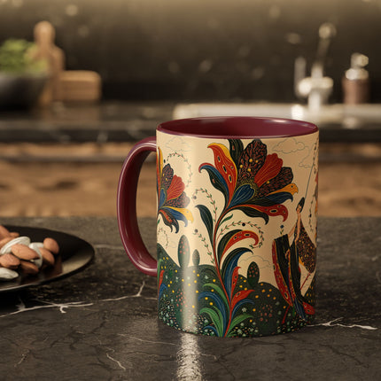 🌺🦋 The Enchanted Floral Voyage Colorful Mug – Art Deco Botanical Whimsy