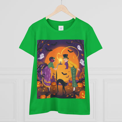 🎃🕯️ The Midnight Halloween Greeting Cotton Tee – Vintage Halloween Charm