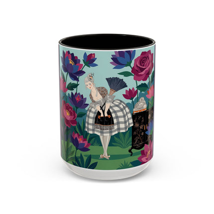 The Lady Of The Lotus Garden Colorful Mugs – Art Deco Botanical Elegance