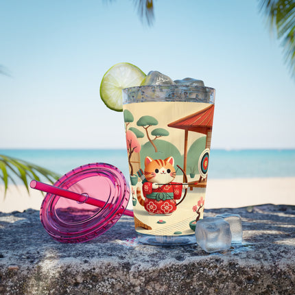 Archer Kitten in the Zen Garden Sunsplash Tumbler with Straw, 16oz