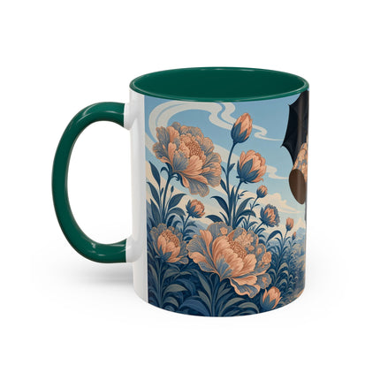 ☔🌸 The Grand Floral Journey Colorful Mug – Art Deco Travel Elegance