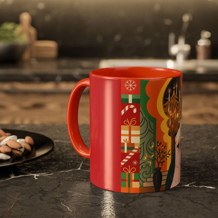 ❤️ The Lady Of The Candlelit Christmas Alcove Colorful Mug – Art Deco Holiday Elegance