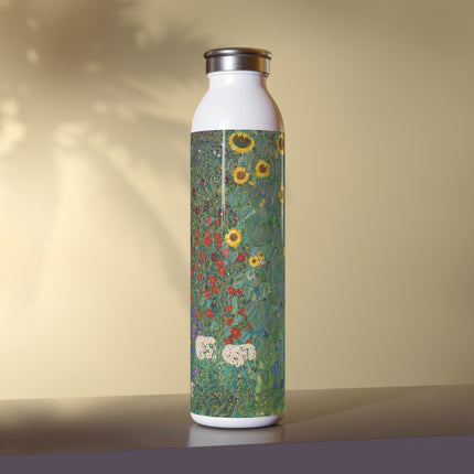 Farm Garden with Sunflowers by Gustav Klimt Slim Water Bottle
