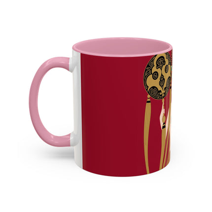 Butterfly Empress of the Crimson Pavilion Colorful Mug (11oz, 15oz) – Art Deco Beauty, Butterfly Elegance & Ornamental Style