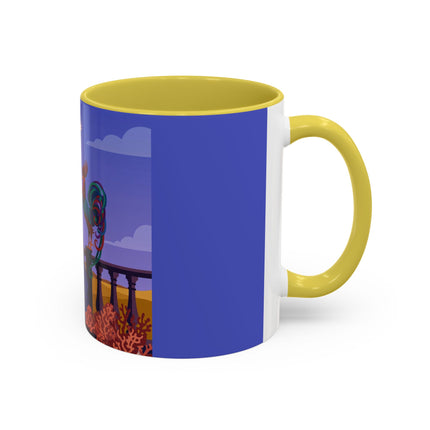 The Dawn Serenade Colorful Mug (11oz, 15oz) – Rooster Beauty, Morning Charm & Art Deco Elegance