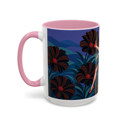 🖤🌺 The Midnight Floral Acrobat Colorful Mug – Art Deco Fashion Whimsy