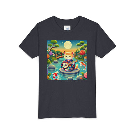 Melodic Kitten by the Koi Pond Youth Short Sleeve Tee