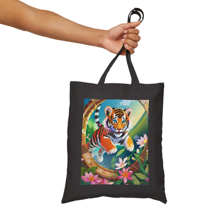 Majestic Tiger Cub Cotton Canvas Tote Bag