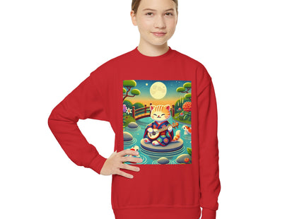 Melodic Kitten by the Koi Pond Youth Crewneck Sweatshirt