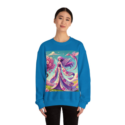 Petals in the Wind: The Kimono Fairy and the Sky Dragon Heavy Blend™ Crewneck Sweatshirt