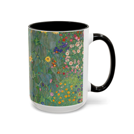 Farm Garden with Sunflowers by Gustav Klimt Colorful Mugs (11oz, 15oz)