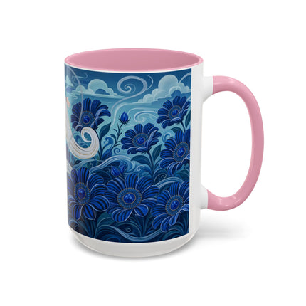 💙🌸 The Sapphire Wind Dancer Colorful Mug – Art Deco Floral Fantasy
