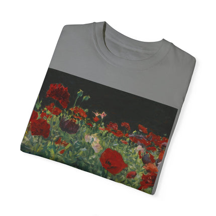 Poppies (A Study of Poppies for Carnation, Lily, Lily, Rose) by John Singer Sargent Unisex Garment-Dyed T-shirt