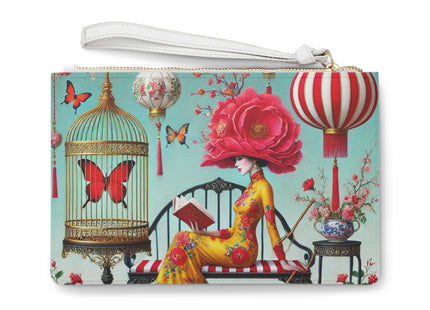 Reading In A Painted Garden Clutch Bag