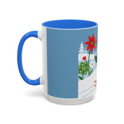 🎿❄️ The Winter Garden Skier Colorful Mug – Whimsical Holiday Fantasy