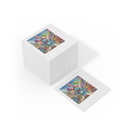 Monster Parade Madness White Coined Napkins
