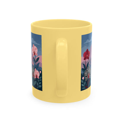 🖤🌸 The Lady Of The Striped Orchid Garden Ceramic Mug – Art Deco Fashion Elegance