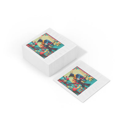 Curious Crow White Coined Napkins