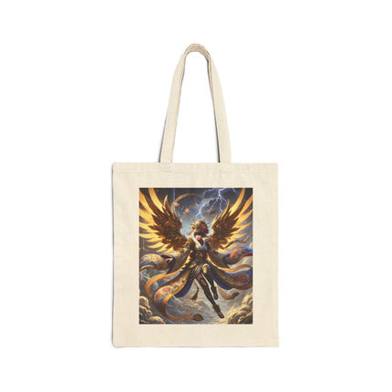 Valkyrie Descending Through Storm Cotton Canvas Tote Bag