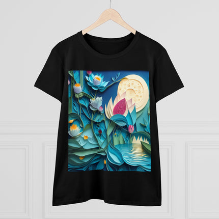 Ethereal Moonlit Lake Women's Midweight Cotton Tee