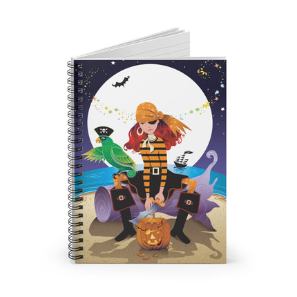 Moonlit Pirate Halloween Spiral Notebook - Ruled Line