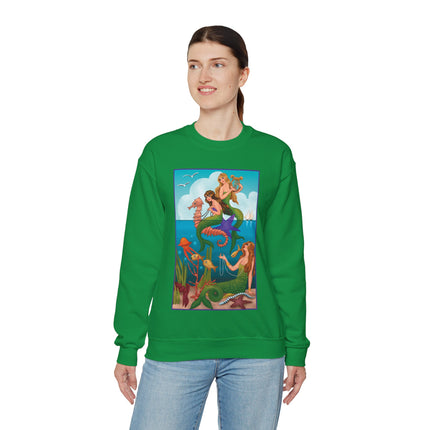 Three Mermaids with Strings of Pearls by Carlo Chiostri Heavy Blend™ Crewneck Sweatshirt
