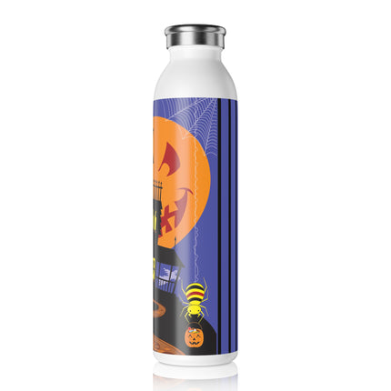 Halloween Night at the Haunted House Slim Water Bottle