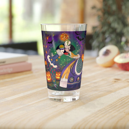 🎭🎃 The Masquerade Beneath The Pumpkin Lantern Glass, 16oz – Theatrical Halloween Charm