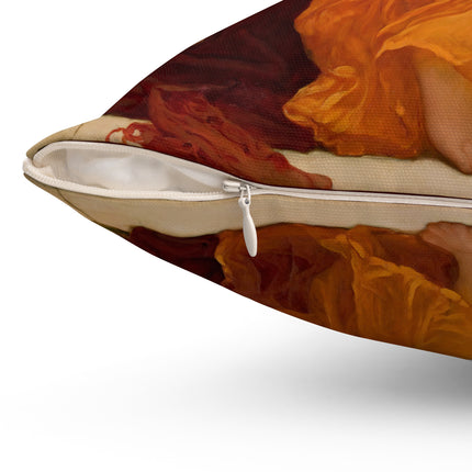 Flaming June by Frederic Leighton Spun Polyester Square Pillow