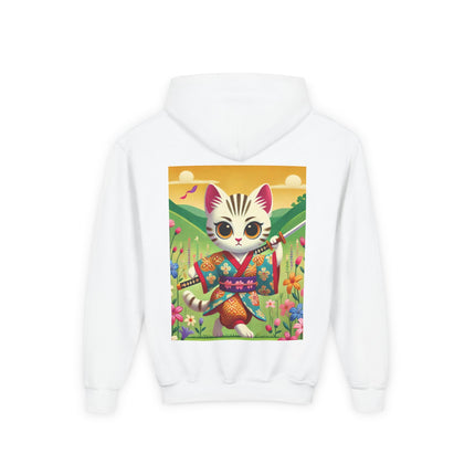 Samurai Kitten Youth Hooded Sweatshirt – Bold Adventure & Playful Spirit
