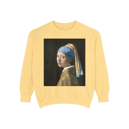 Girl with a Pearl Earring by Johannes Vermeer Unisex Garment-Dyed Sweatshirt