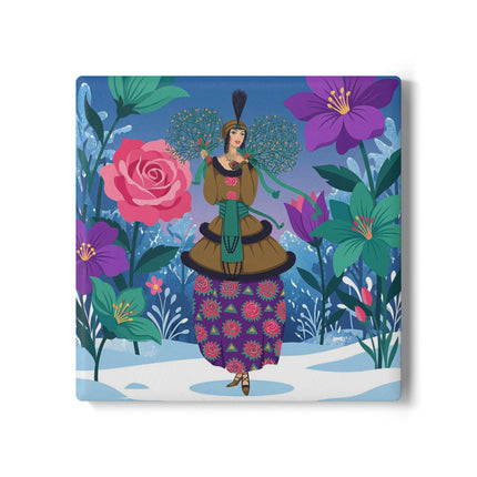 🌹❄️ The Holly Rose Of Winter Ceramic Tile – Art Deco Christmas Garden