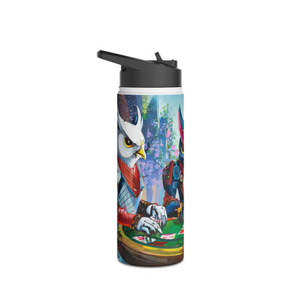 Cyberpunk Owl & Raven Stainless Steel Water Bottle