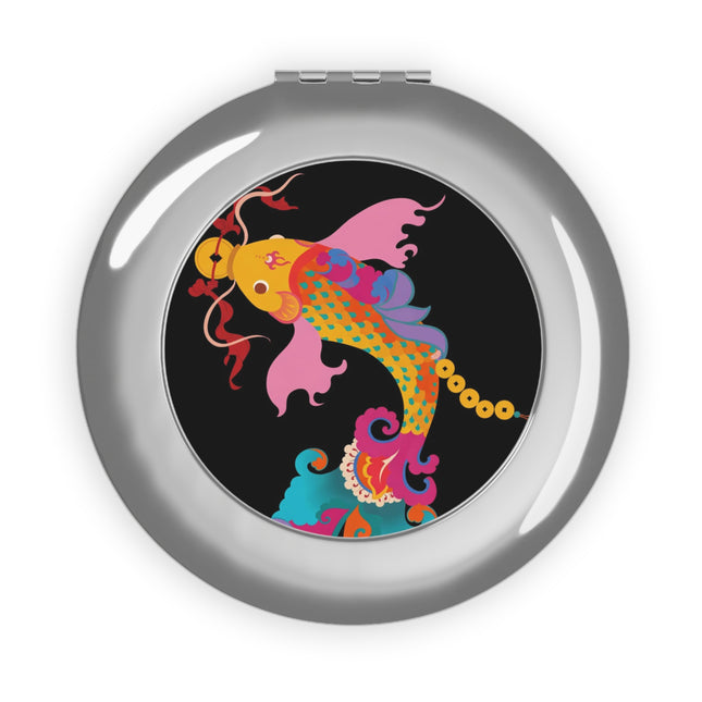 Golden Koi Compact Mirror – Lucky Swim & Vibrant Fortune