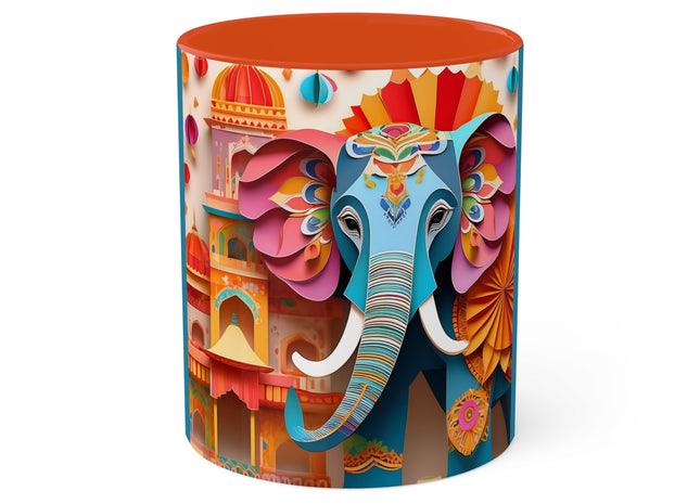 Elephant at an Autumn Festival Colorful Mugs, 11oz
