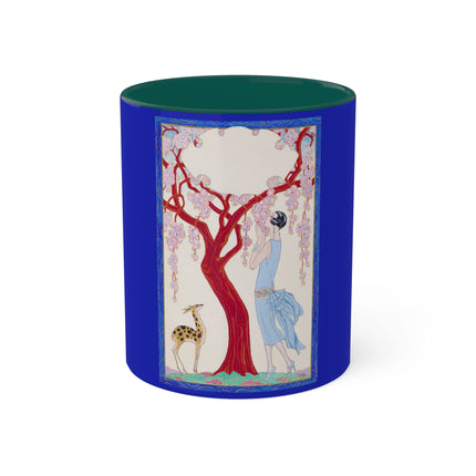 Woman, Fawn, and Red Tree by George Barbier Colorful Mugs, 11oz