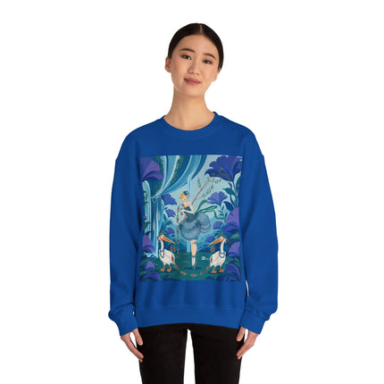 🪶🌺 The Pelican Garden Dance Crewneck Sweatshirt – Art Deco Botanical Whimsy