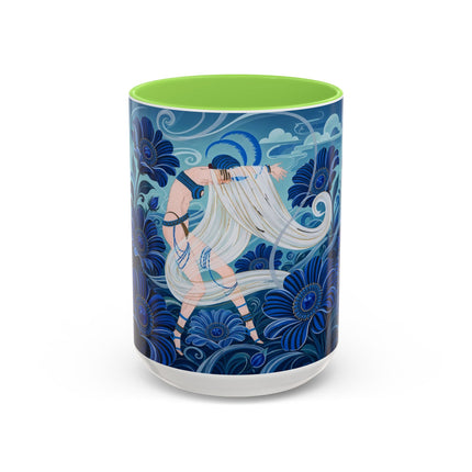 💙🌸 The Sapphire Wind Dancer Colorful Mug – Art Deco Floral Fantasy