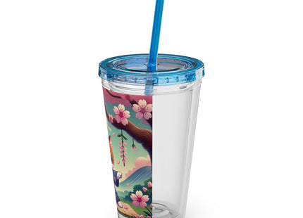 Samurai Kitten Sunsplash Tumbler with Straw, 16oz