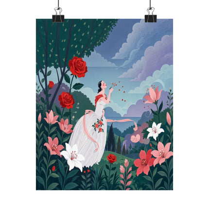 🌹💌 The Lady Of The Whispering Roses Matte Vertical Poster – Art Deco Garden Romance
