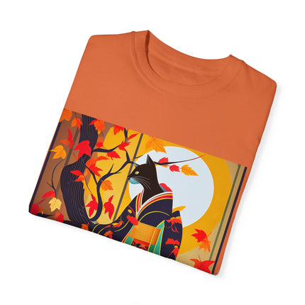 Black Cat in Kimono Unisex Garment-Dyed T-shirt