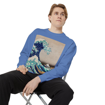 The Great Wave off Kanagawa by Katsushika Hokusai Garment-Dyed Sweatshirt