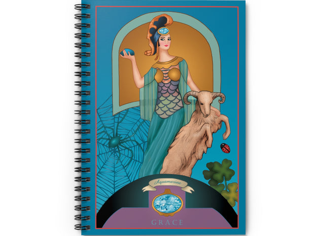 March & Aquamarine (Gem Series) by Sofia Chiostri Spiral Notebook - Ruled Line