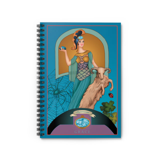 March & Aquamarine (Gem Series) by Sofia Chiostri Spiral Notebook - Ruled Line