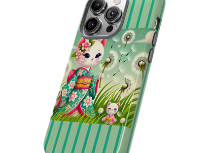 Geisha Kitten and the Dandelion Phone Cases