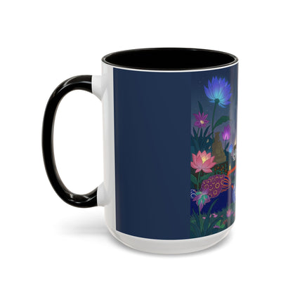 Moonlit Incense Ceremony Colorful Mugs – Art Deco Meditation Garden