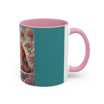 Cherry Blossom Courtesans & Crimson Crab Colorful Mug – Imperial Elegance & Playful Charm