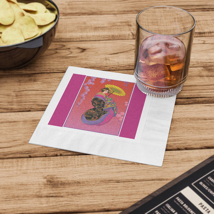 Enchanting Geisha White Coined Napkins